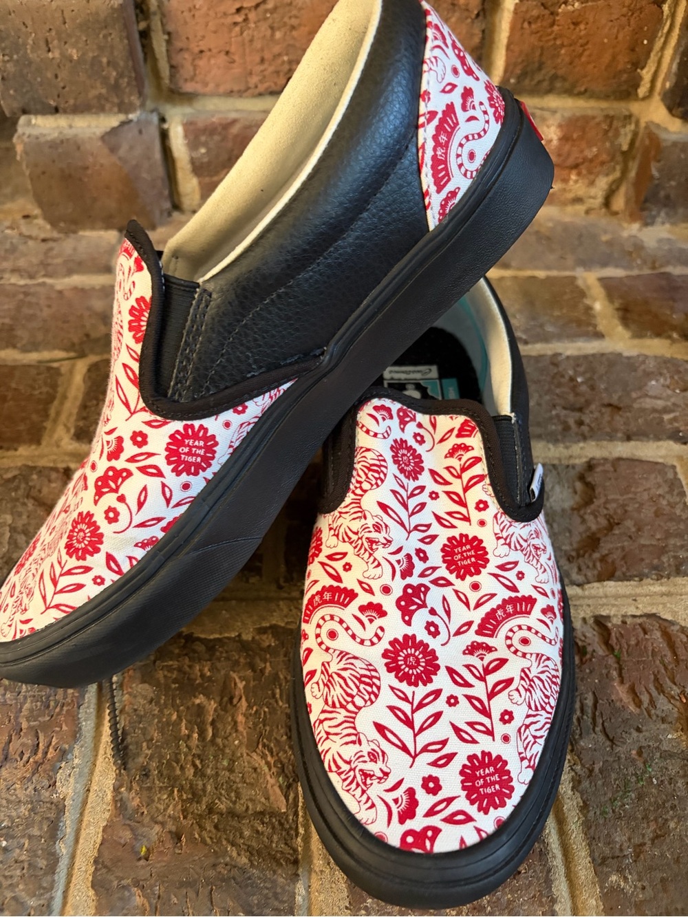 Vans limited edition year of the tiger leather slip on shoes